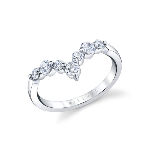 Sylvie Round Curved Diamond Wedding Ring B154