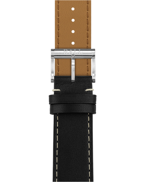 Ball Black calf leather 20mm - Brushed pin buckle
