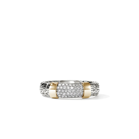 John Hardy Essential Pave Ring, Gold, Sterling Silver, Diamonds, 5MM RZZP988702DI