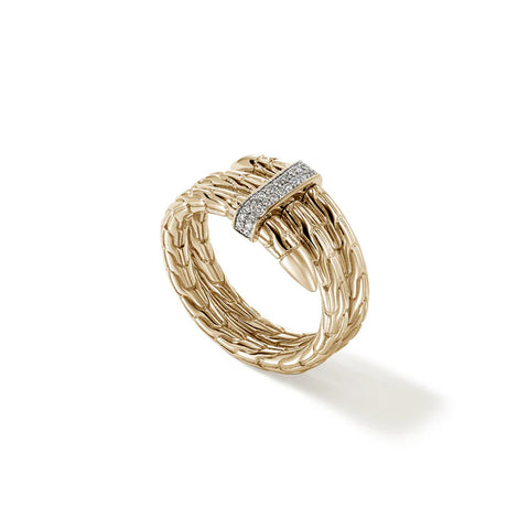 John Hardy Spear Ring, Gold, Diamonds, Wide RGGX986812DI