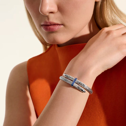 John Hardy Spear Flex Cuff, Sterling Silver, Gemstones, 5.5MM CBS9011074BSP