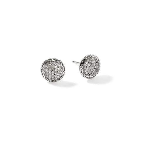 John Hardy Essential Pavé Stud Earring, Sterling Silver, Diamonds, 10MM EBP987182DI