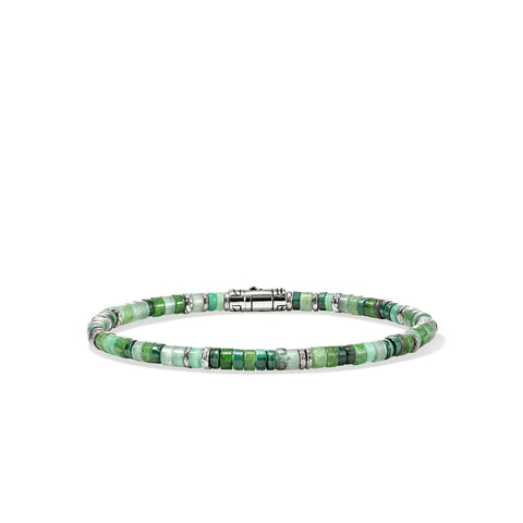 John Hardy Heishi Bracelet, Hardstones, Emeralds, Sterling Silver BUS900698MHQZATR