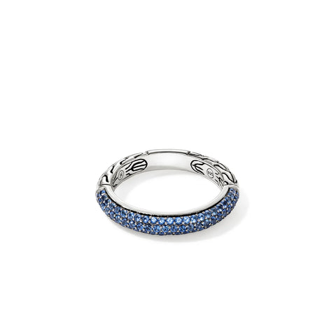 John Hardy Essential Pavé Band Ring, Sterling Silver, Gemstones, 3.5MM RBS987054BSP