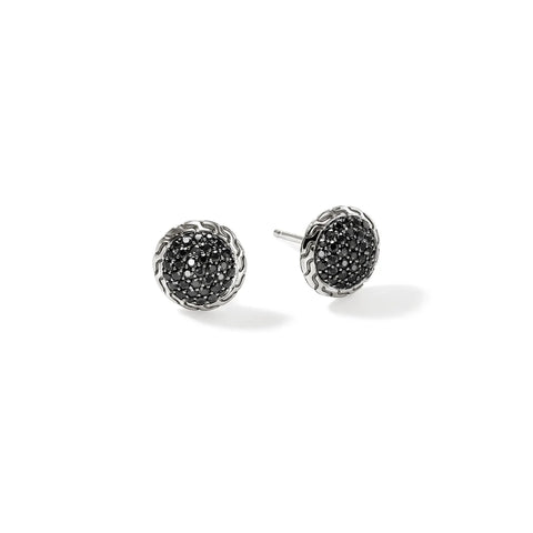 John Hardy Essential Pavé Stud Earring, Sterling Silver, Gemstones, 10MM EBS987184BLS