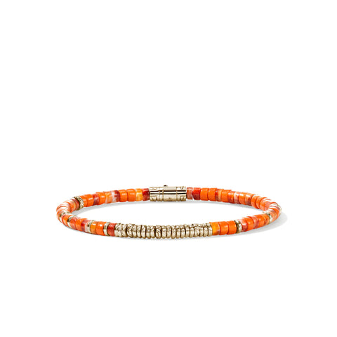 John Hardy Heishi Bracelet, Gold, Hardstones 4MM