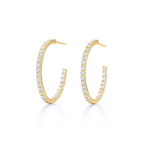 KWIAT 18K Diamond Hoop Earrings .02CTTW E-15918-0-DIA-18KY
