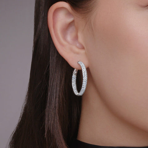 KWIAT 18KT Moonlight Pave Diamond Hoop Earrings E-2449-0-DIA-18KW