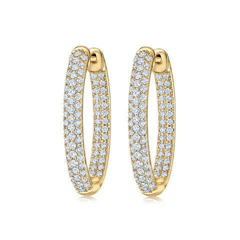 KWIAT 18KT Moonlight Oval Pave Diamond Hoop Earrings E-2584-0-DIA-18KY