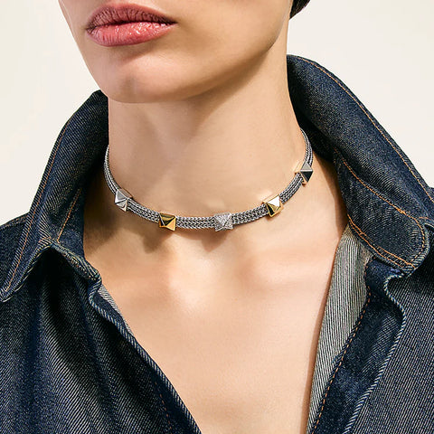 John Hardy Icon Stud Choker, Gold, Sterling Silver, Diamonds, 6MM NZZP972172DI