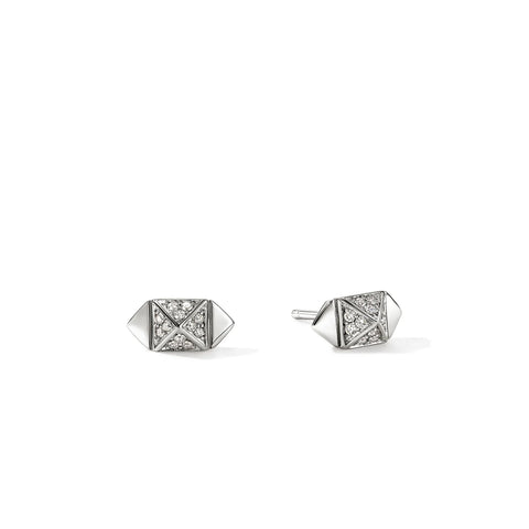 John Hardy Icon Stud Earrings, Sterling Silver, Diamonds, 5MM EBP972072DI