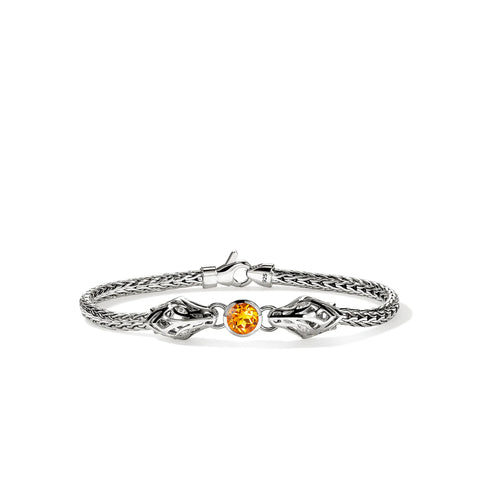 John Hardy LIMITED EDITION Naga Bracelet, Sterling Silver, Madiera Citrine, Diamond 3.5MM BUS604231MCIDI