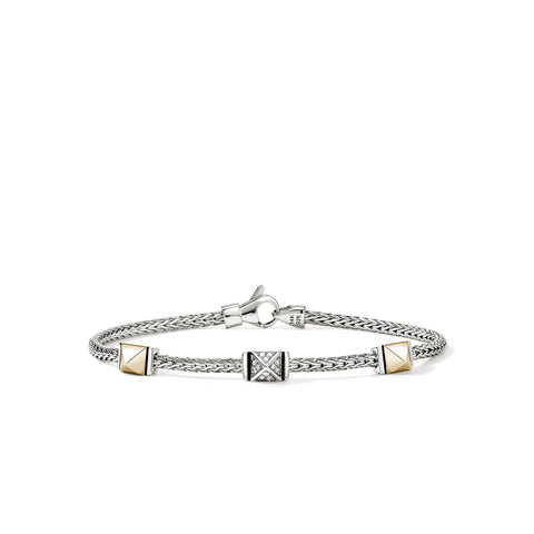 John Hardy Icon Stud Bracelet, Gold, Sterling Silver, Diamonds, 2.5MM 	BUZZP989972DI