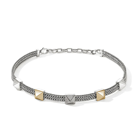 John Hardy Icon Stud Choker, Gold, Sterling Silver, Diamonds, 6MM NZZP972172DI