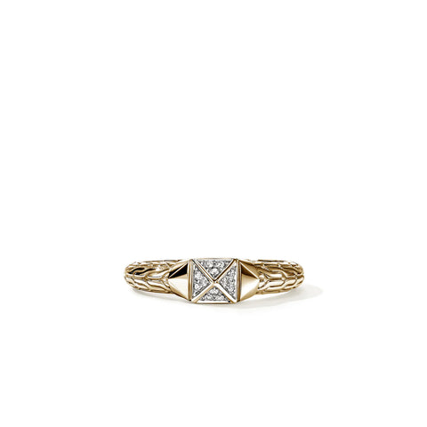 John Hardy Icon Stud Ring, Gold, Diamonds, 5MM RGGX972002DI