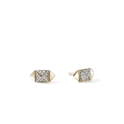 John Hardy Icon Stud Earrings, Gold, Diamonds, 5MM EGGX972072DI