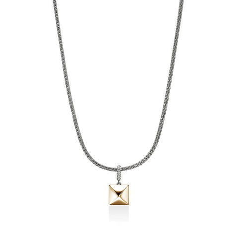 John Hardy Icon Stud Pendant Necklace, Gold, Sterling Silver, Diamonds, 2.5MM NZZP972162DI