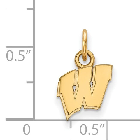 Sterling Silver Gold-plated University of Wisconsin Letter W Extra Small Pendant