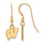 Sterling Silver Gold-plated University of Wisconsin Letter W Extra Small Dangle Wire Earrings