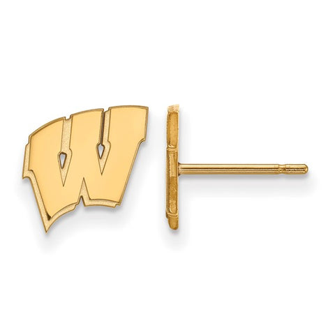 Sterling Silver Gold-plated University of Wisconsin Letter W Extra Small Post Earrings