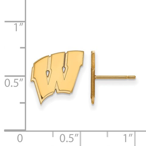 14k Yellow Gold University of Wisconsin Letter W Small Post Earrings