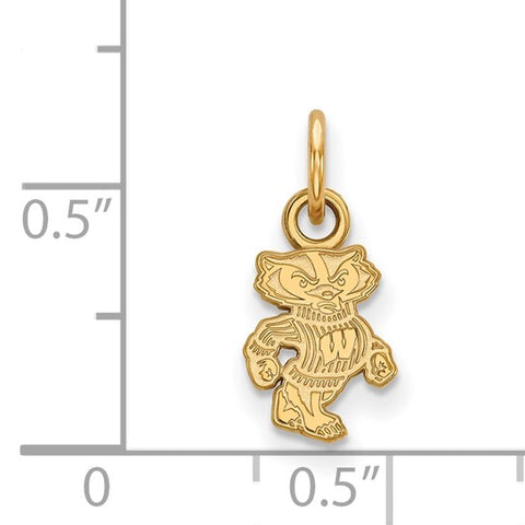 Sterling Silver Gold-plated University of Wisconsin Badger Extra Small Pendant