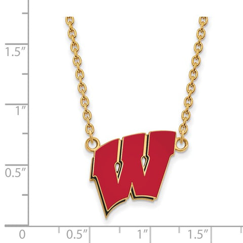 Sterling Silver Gold-plated University of Wisconsin Motion W Pendant w/ 18" Necklace (Copy)