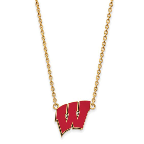 Sterling Silver Gold-plated University of Wisconsin Motion W Pendant w/ 18" Necklace (Copy)