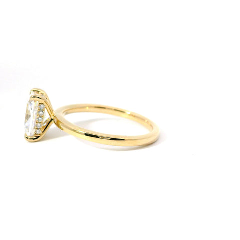 14KT YELLOW GOLD HIDDEN HALO SOLITAIRE RING FOR  1.5CT EMERALD CUT CENTER STONE 140-08437