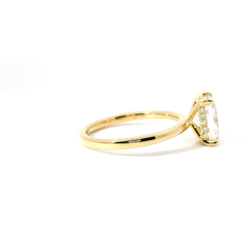 14KT YELLOW GOLD HIDDEN HALO SOLITAIRE RING FOR  1.5CT EMERALD CUT CENTER STONE 140-08437