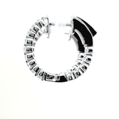 14KT WHITE GOLD 1CTW ROUND DIAMOND INSIDE/OUT HOOPS KE35360-1CT