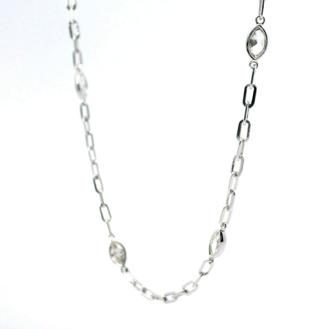 18KT WHITE GOLD MARQUISE STATION NECKLACE 165-00496