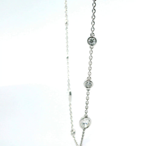 18KT WHITE GOLD MIXED SHAPE DIAMOND STATION NECKLACE 165-00494