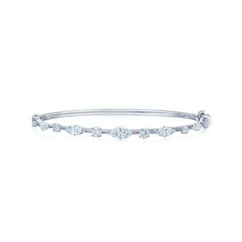 KWIAT 18KT Starry Night Bangle Bracelet with Round and Marquise Diamonds B-19530-0-DIA-18KW