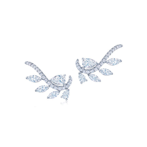 KWIAT 18KT Ear Climbers with 5 Diamond Leaves E-2523-0-DIA-18KW