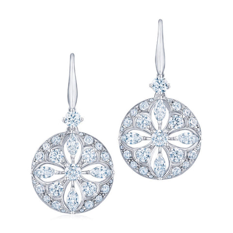 KWIAT 18KT Star Frame Drop Diamond Earrings E-2528-0-DIA-18KW