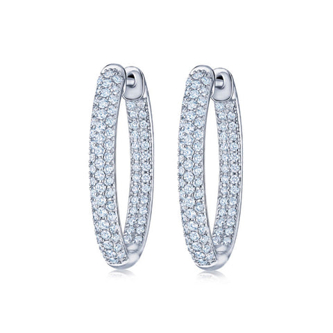 KWIAT 18KT Moonlight Oval Pave Diamond Hoop Earrings E-2584-0-DIA-18KY