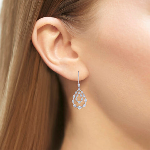 KWIAT 18KT Starry Night Small Double Teardrop Diamond Earrings E-2613-0-DIA-18KW