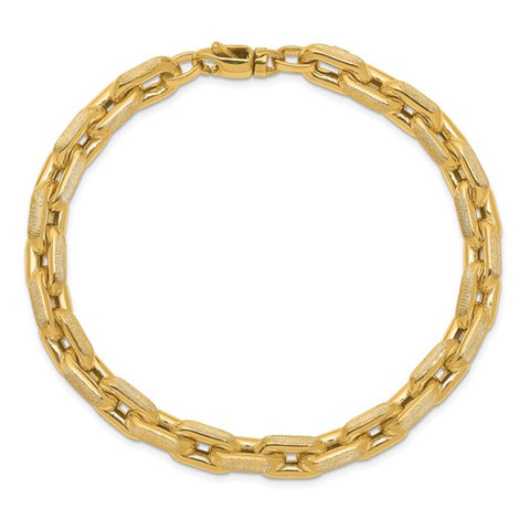 Leslie's 14K Yellow Gold Polished and Textured Fancy Link Bracelet 7.5 Inch 440-02608