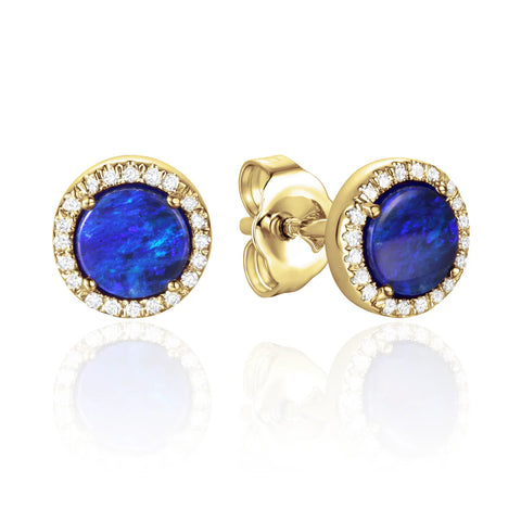 Luvente 14k Black Opal and Diamond Stud Earrings E04206