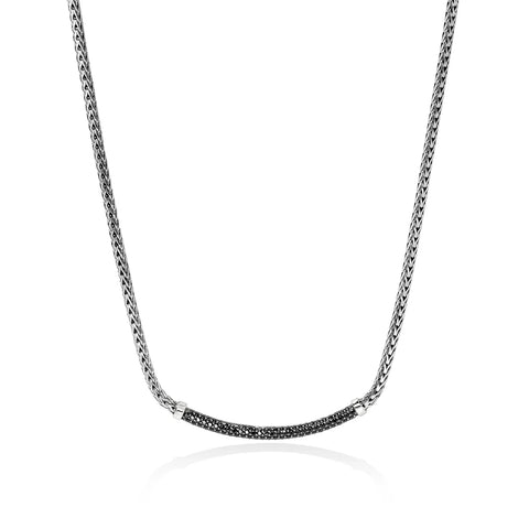 John Hardy JH Essential Pavé Necklace, Sterling Silver, Gemstones, 2.5MM