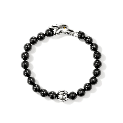 John Hardy Legends Eagle Bracelet, Sterling Silver, Black Onyx, 8MM BUS603851BONYS