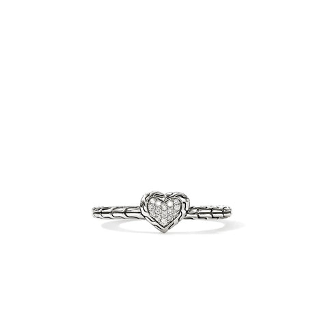 John Hardy Essential Heart Ring, Sterling Silver, Diamonds RBP989762DI