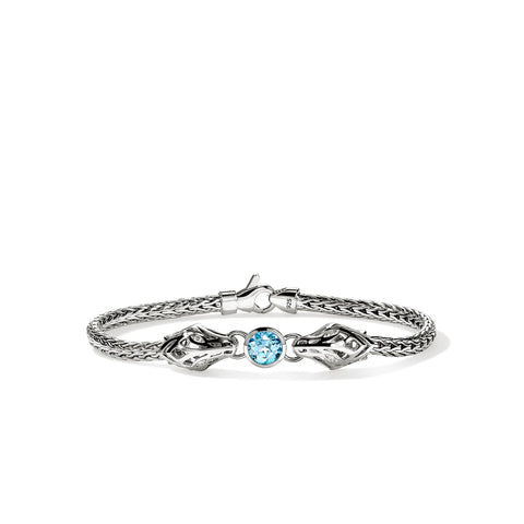 John Hardy LIMITED EDITION Naga Bracelet, Sterling Silver, Blue Topaz, Diamond 3.5MM BUS604231SBTDI