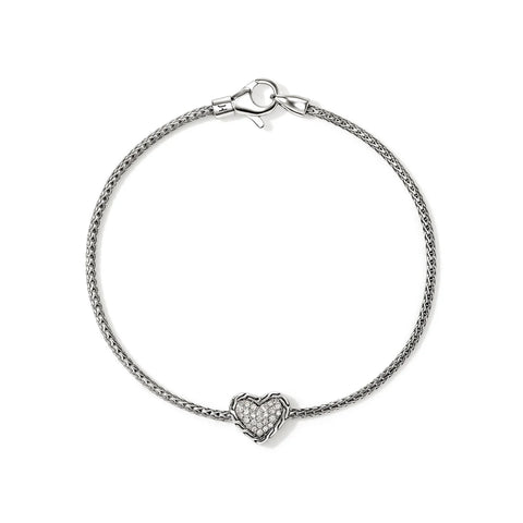 John Hardy Essential Heart Bracelet, Sterling Silver, Diamonds, 1.8MM BUP989642DI