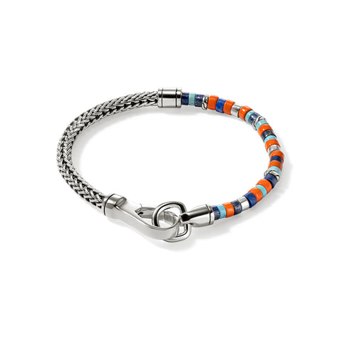 John Hardy Heishi Chain Bracelet, Sterling Silver, Gemstones 4mm