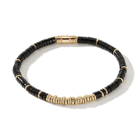 John Hardy Heishi Bracelet, Gold, Hardstones 4MM