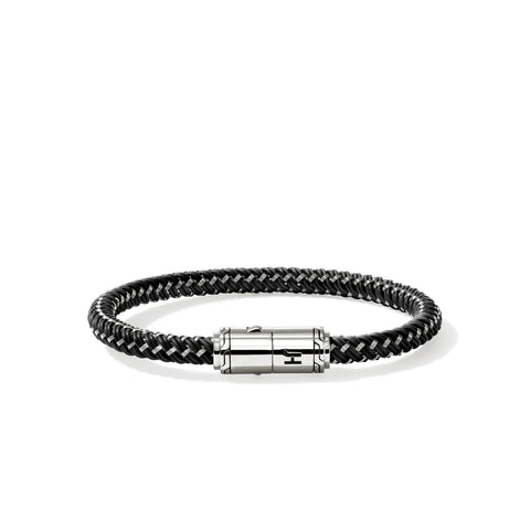 John Hardy Cord Bracelet, Sterling Silver, Rubber 6MM