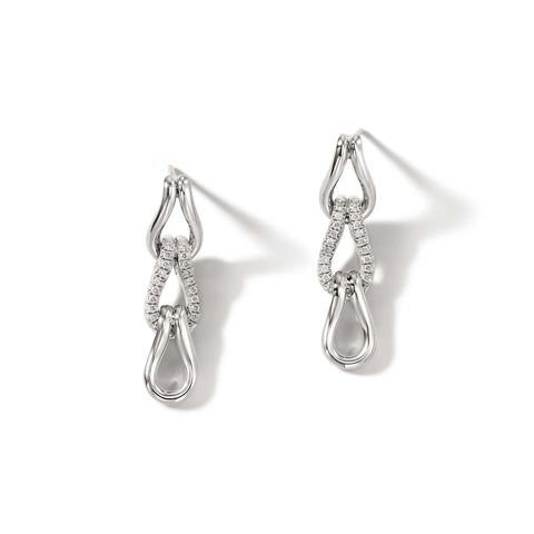 John Hardy Surf Link Earrings, Diamonds