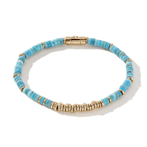 John Hardy Heishi Bracelet, Gold, Hardstones 4MM
